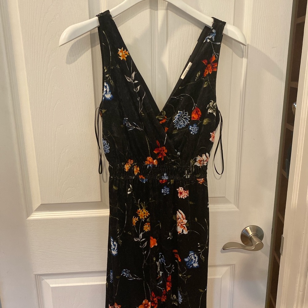 Velvet floral jumpsuit